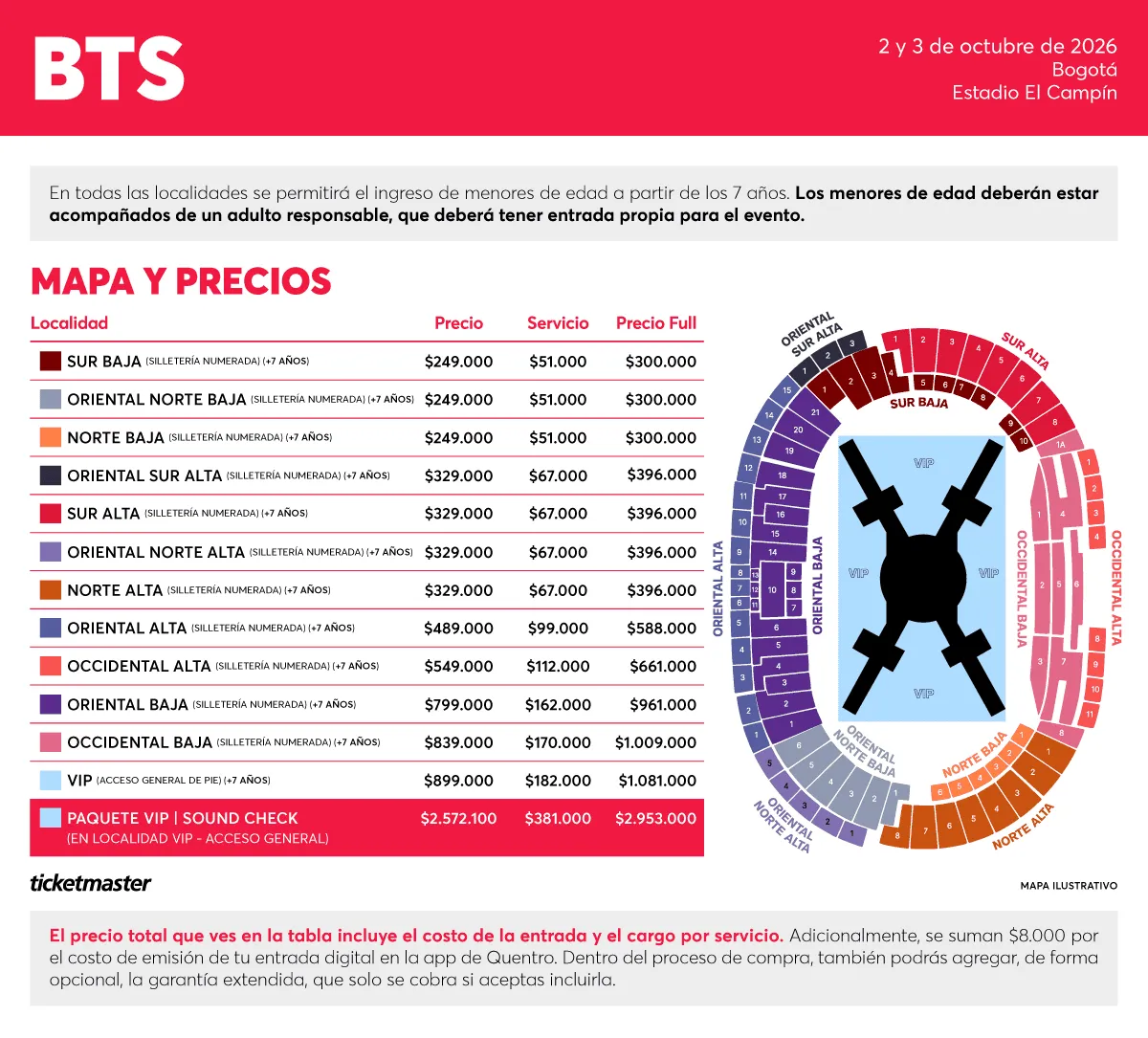 BTS concert map and prices